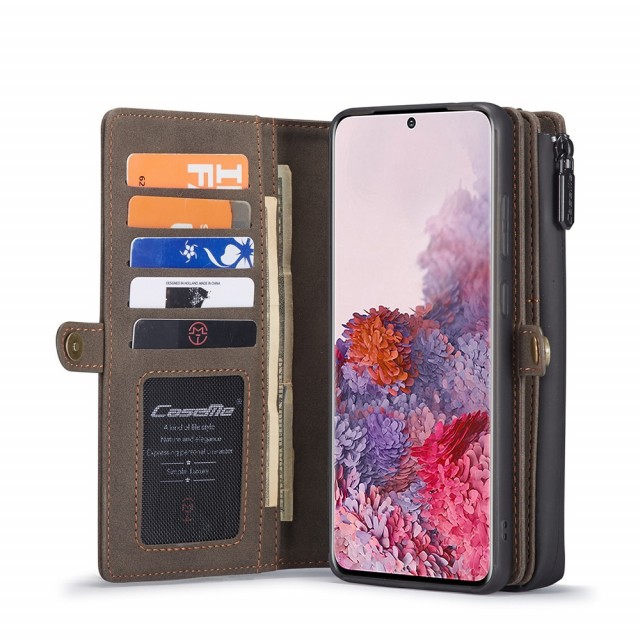 Galaxy S20 Ultra 2i1 Lommebok Etui m/ 10 kortlommer Kaffebrun