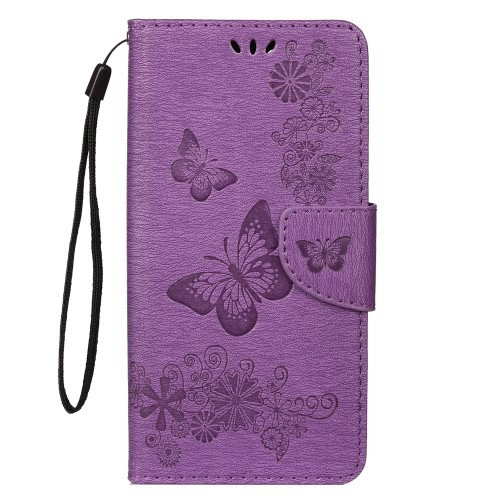 Huawei P30 Pro Etui m/kortlommer Roser og Sommerfugl Lilla