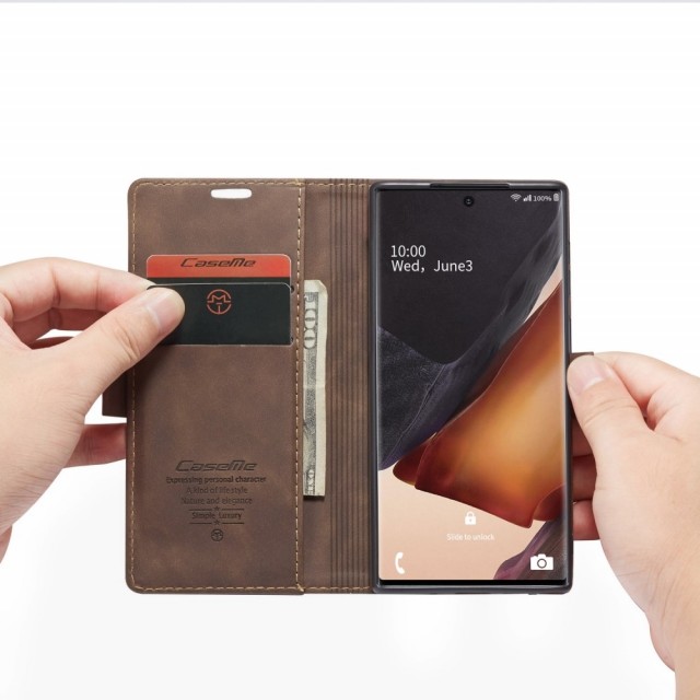 Galaxy Note 20 Lommebok Etui Retro Lux Kaffebrun