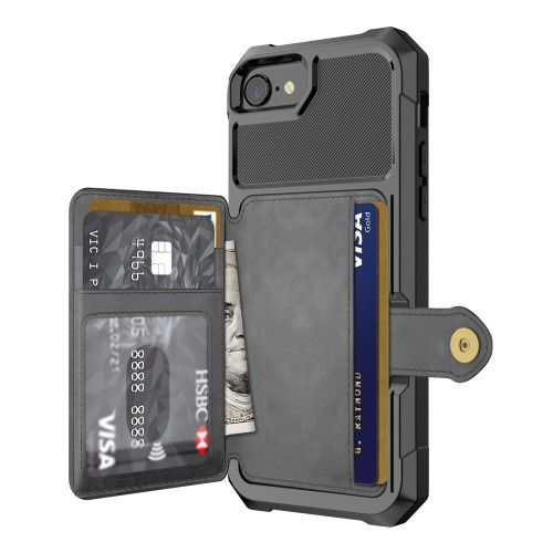 iPhone 6 / 7 / 8 Deksel Armor Wallet Svart
