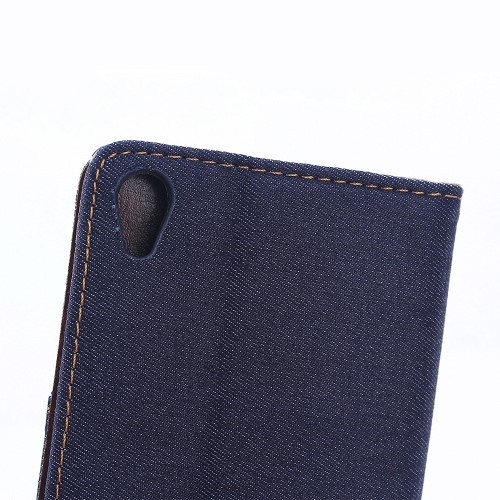 Etui for Sony Xperia X Denim Pocket Mørk Blå