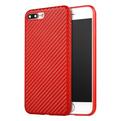 iPhone 7 Pluss 5,5" / iPhone 8 Pluss 5,5" Deksel Carbon Rød