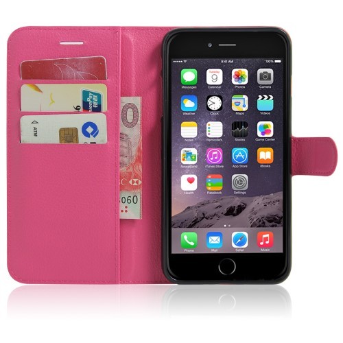 iPhone 7 Pluss 5,5 Etui m/kortlommer Lychee Rosa