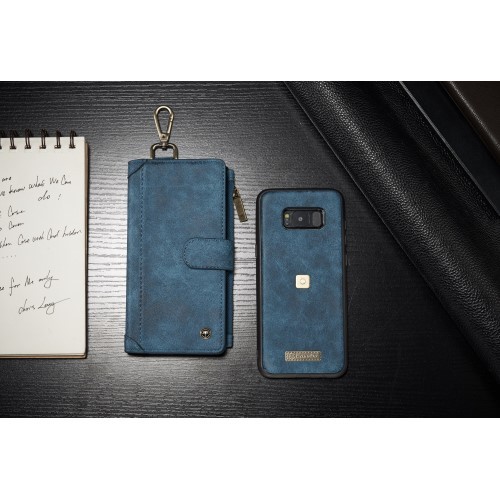 Galaxy S8+ 2i1 Etui m/4 kortlommer & nøkkelknippe Blå