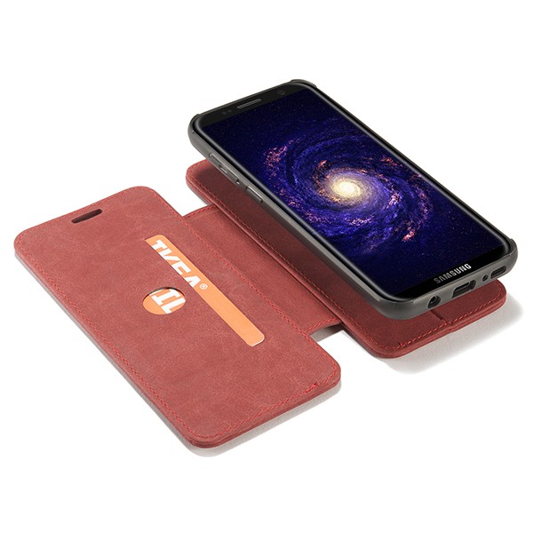 Galaxy S8 3i1 Slimbook Etui av lær m/magnetfeste Rød